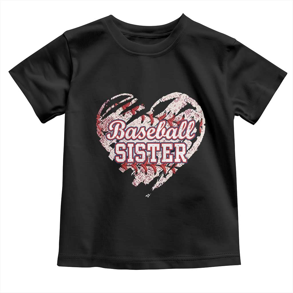 Baseball Sister Toddler T Shirt Vintage Baseball Heart Game Day TS11 Black Print Your Wear