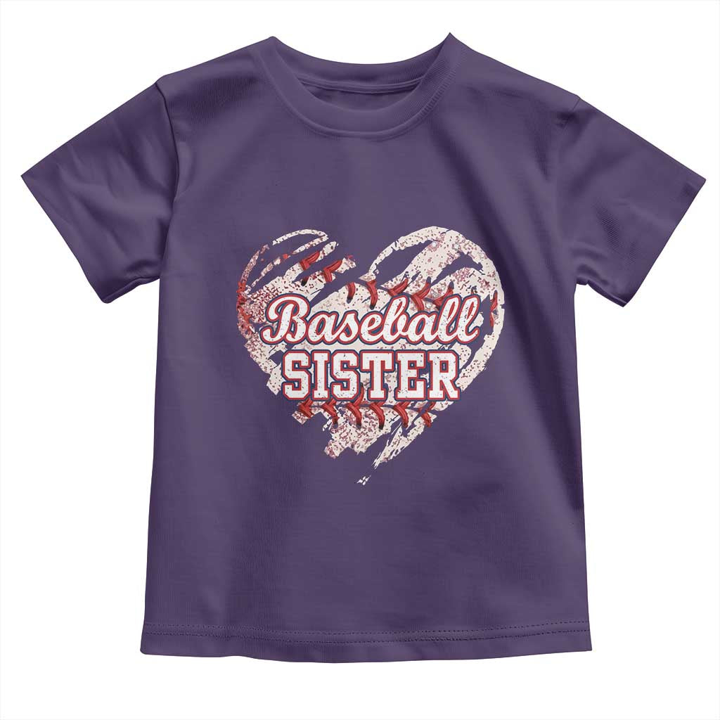 Baseball Sister Toddler T Shirt Vintage Baseball Heart Game Day TS11 Purple Print Your Wear