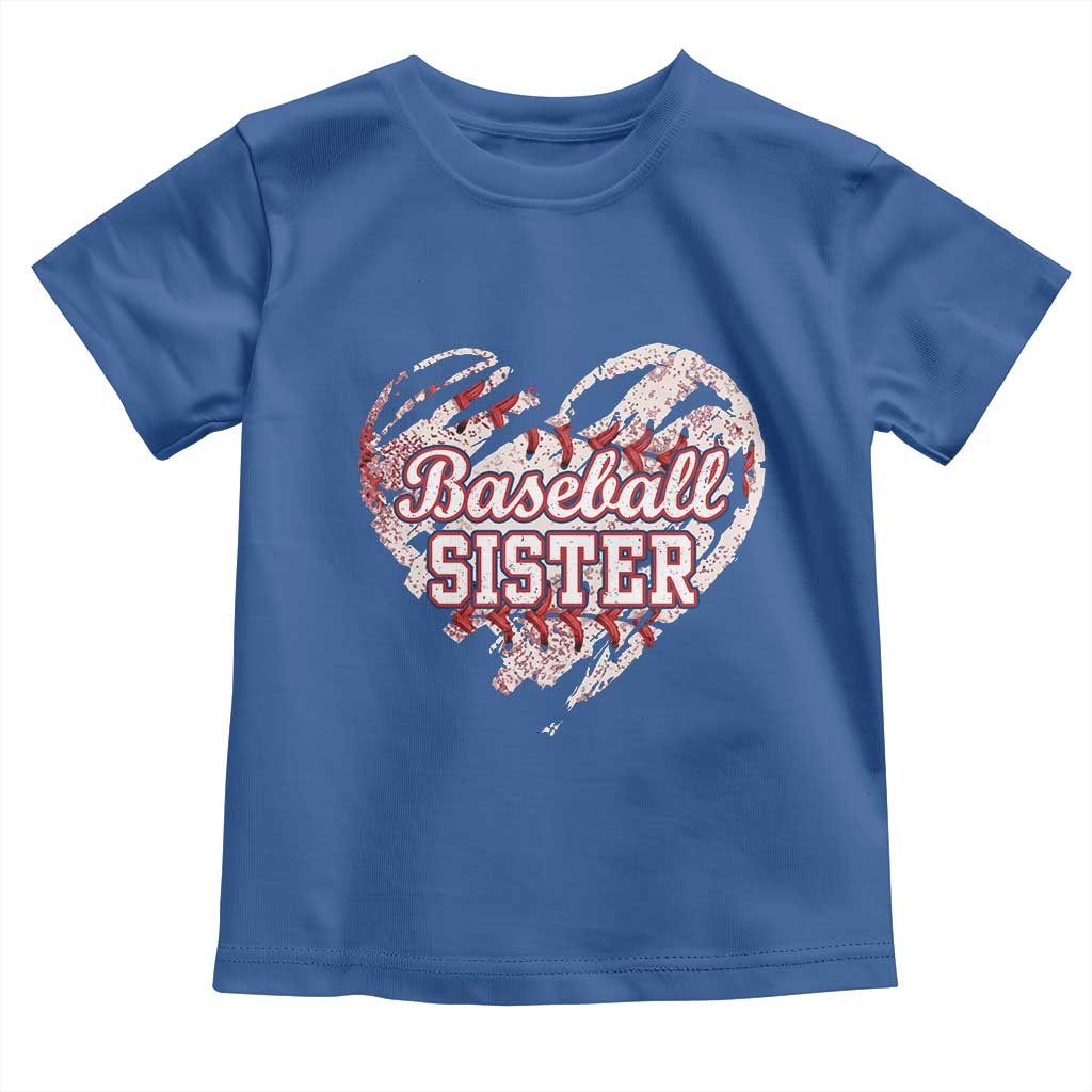 Baseball Sister Toddler T Shirt Vintage Baseball Heart Game Day TS11 Royal Blue Print Your Wear