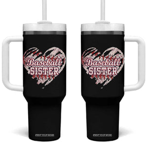 Baseball Sister Tumbler With Handle Vintage Baseball Heart Game Day TS11 One Size: 40 oz Black Print Your Wear