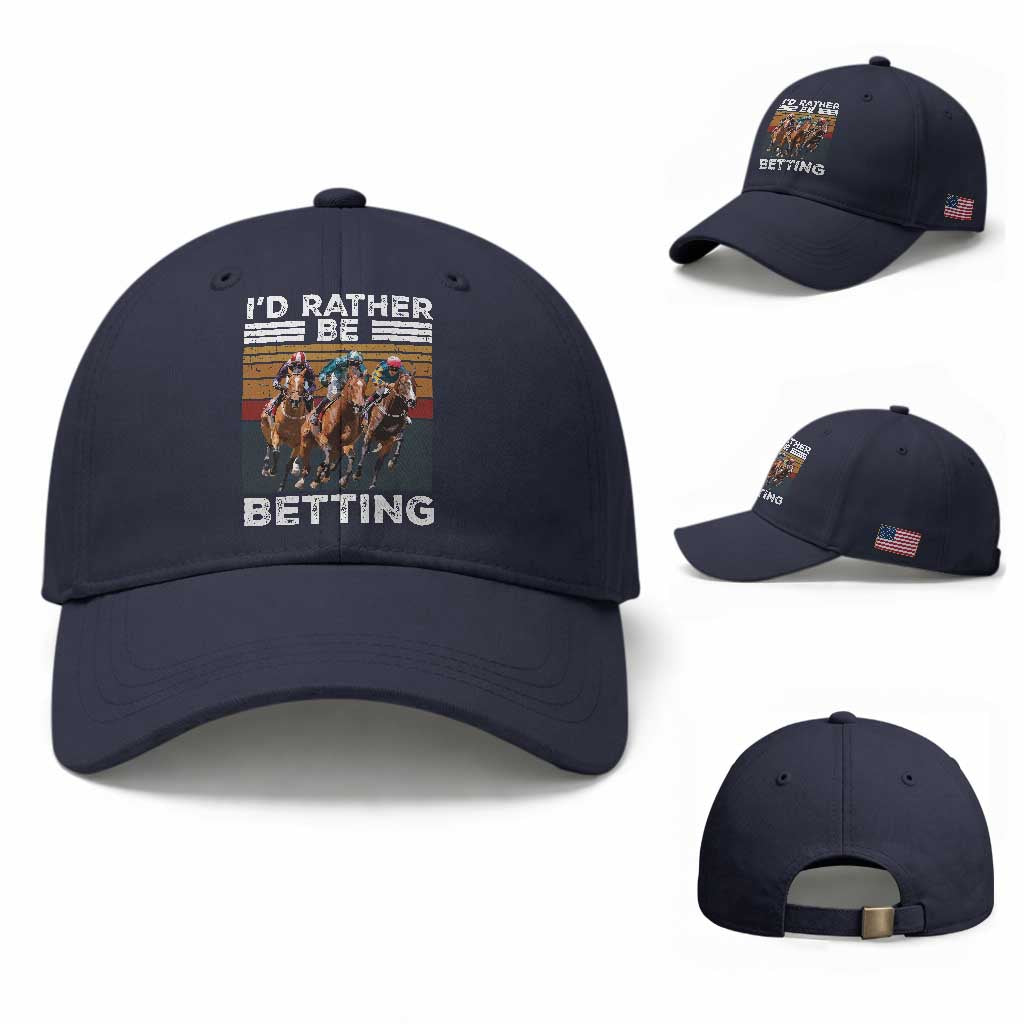 Funny Horse Race Betting Baseball Cap I'd Rather Be Betting TS11 Baseball Cap Universal Fit Navy Print Your Wear