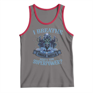 Scuba Diving Tank Top I Breathe Underwater What's Your Superpower Skull TS11 Deep Heather Red Print Your Wear