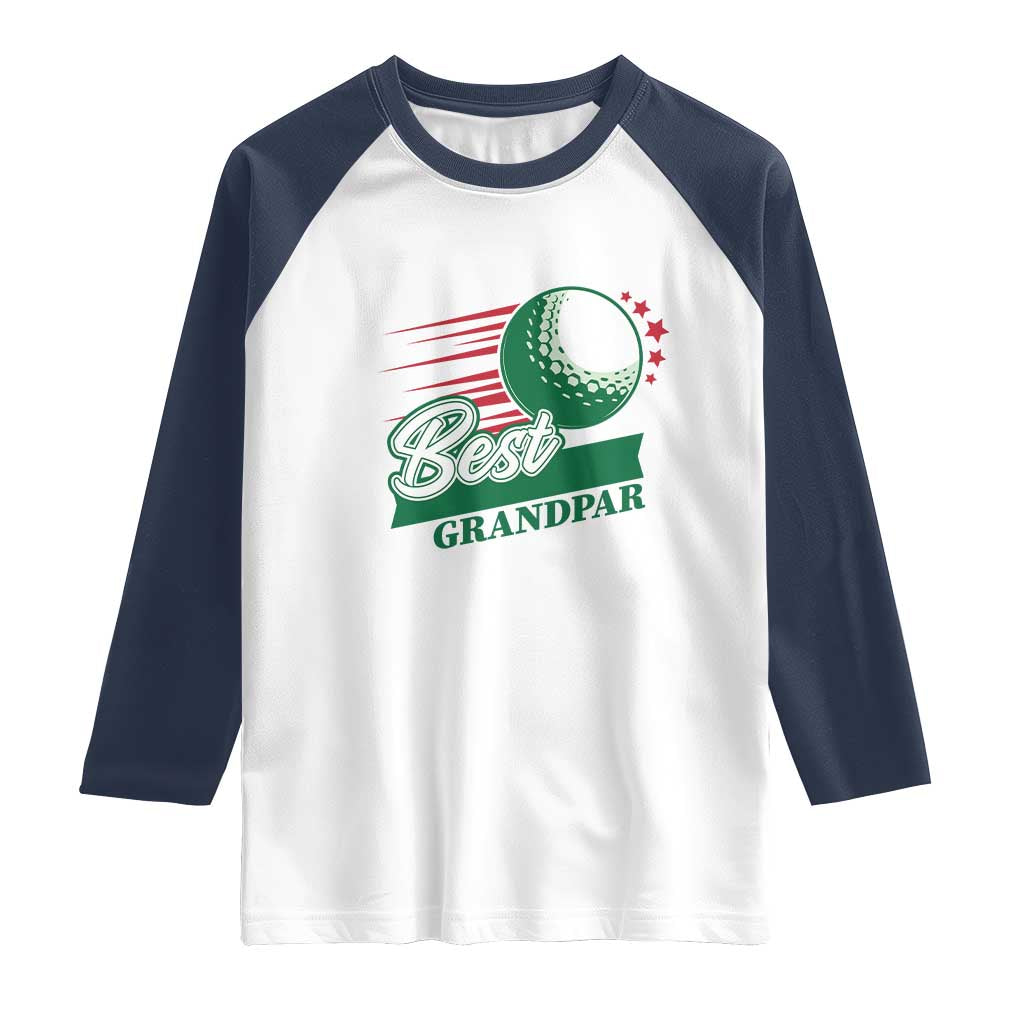 Golfing Dad Raglan Shirt Best Grandpar Golf Ball Father's Day TS11 White Navy Print Your Wear