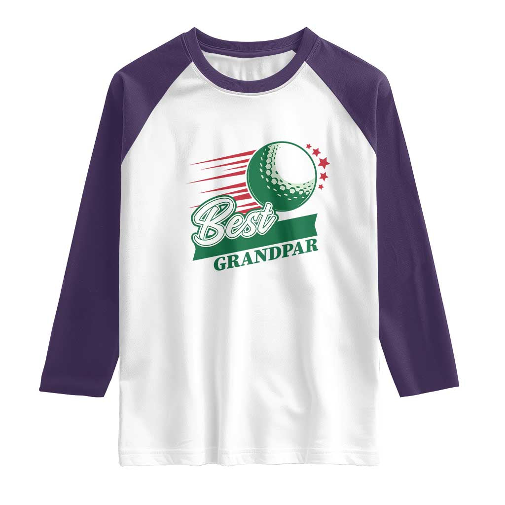 Golfing Dad Raglan Shirt Best Grandpar Golf Ball Father's Day TS11 White Purple Print Your Wear