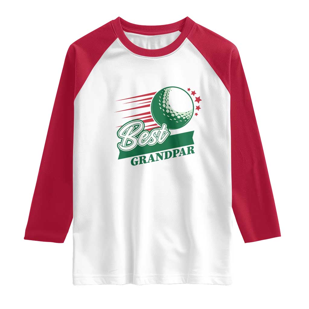 Golfing Dad Raglan Shirt Best Grandpar Golf Ball Father's Day TS11 White Red Print Your Wear