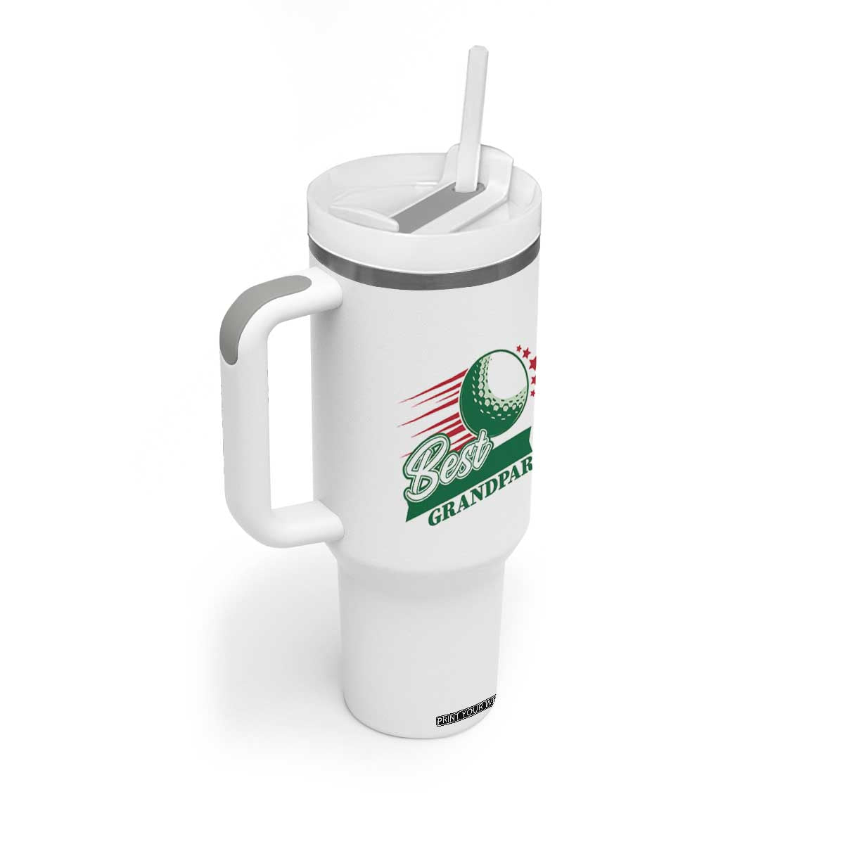 Golfing Dad Tumbler With Handle Best Grandpar Golf Ball Father's Day TS11 Print Your Wear