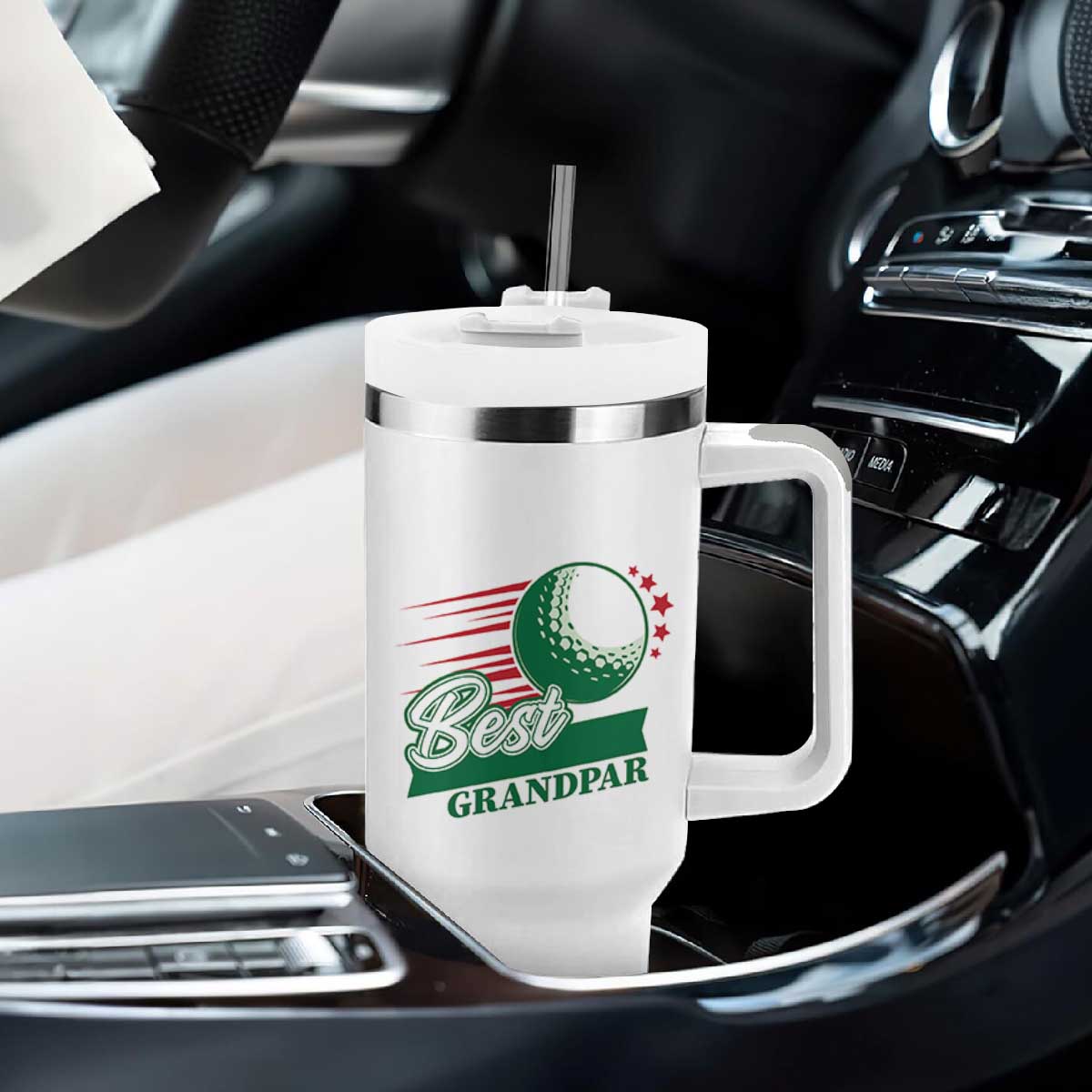 Golfing Dad Tumbler With Handle Best Grandpar Golf Ball Father's Day TS11 Print Your Wear