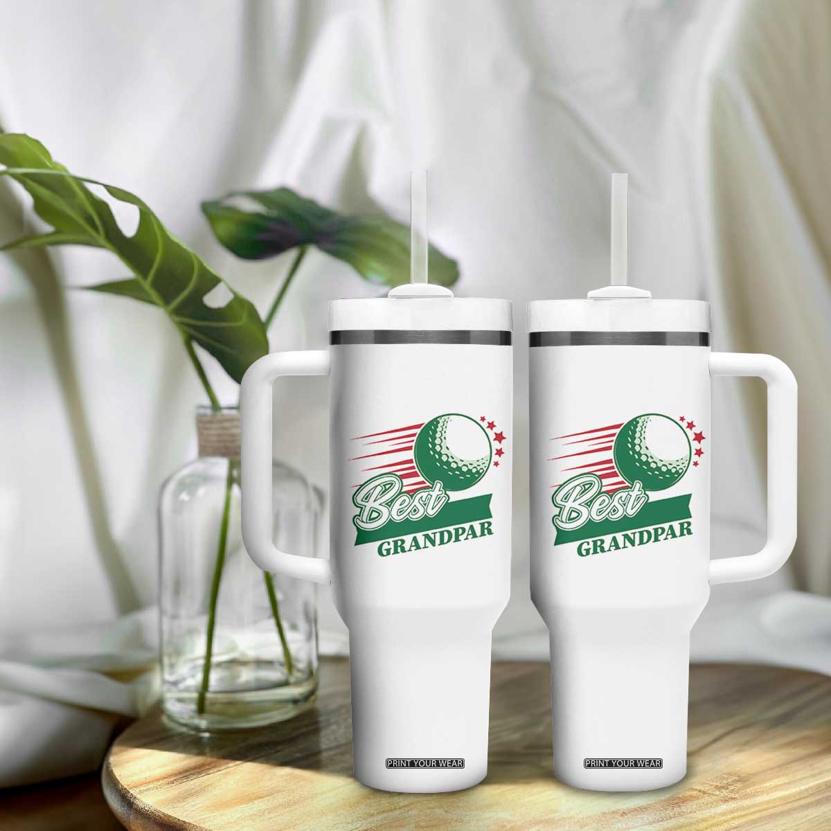 Golfing Dad Tumbler With Handle Best Grandpar Golf Ball Father's Day TS11 Print Your Wear