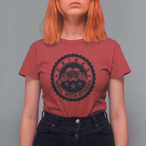 Funny Beer Lover T Shirt For Women Drinks Well With Others Drinking Beer Mug TS11 Red Print Your Wear