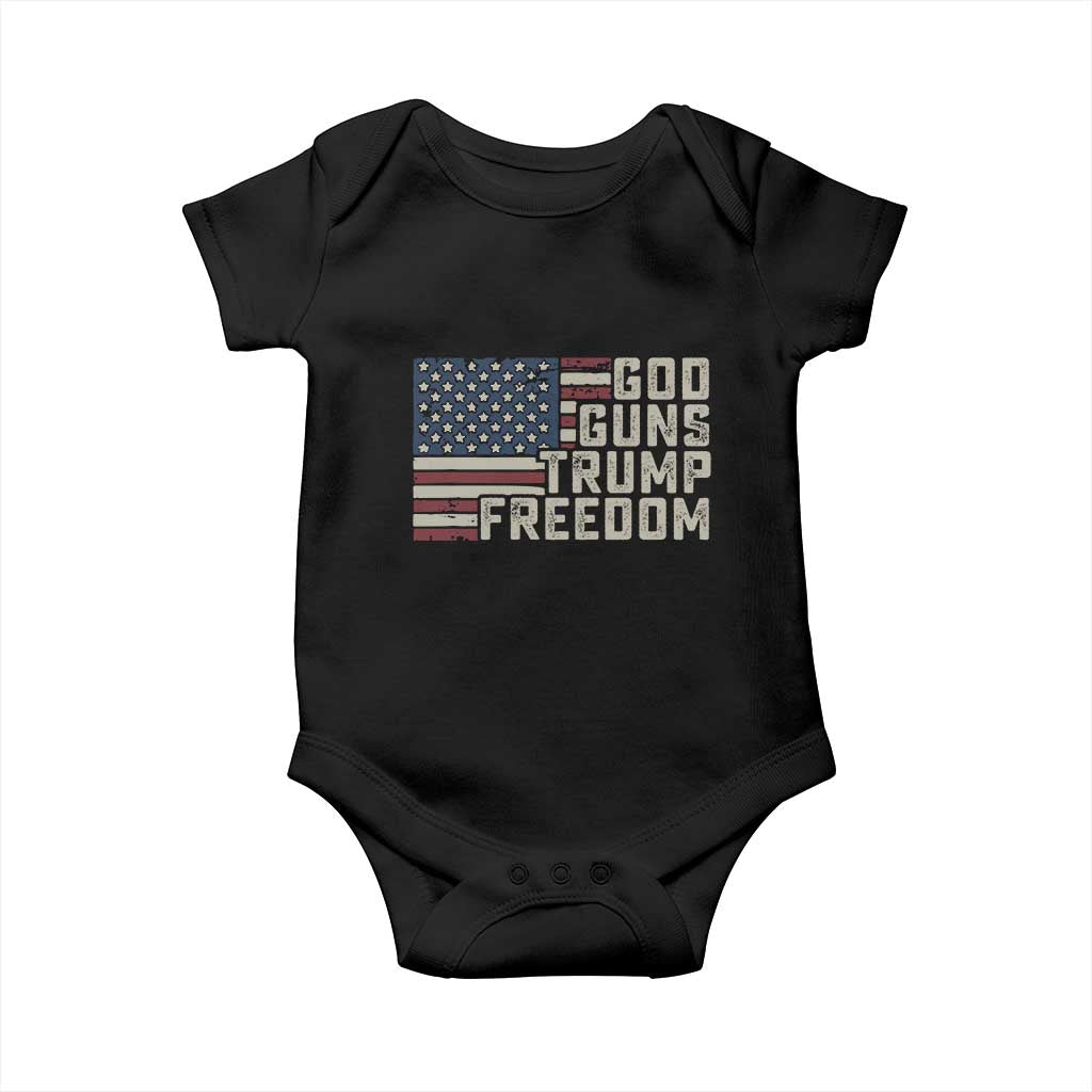Funny God Guns Trump Freedom Baby Onesie American Flag Christian Pro Gun TS11 Black Print Your Wear