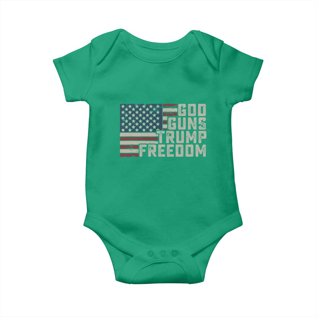 Funny God Guns Trump Freedom Baby Onesie American Flag Christian Pro Gun TS11 Irish Green Print Your Wear