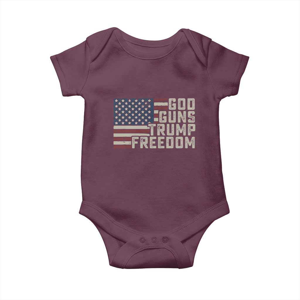Funny God Guns Trump Freedom Baby Onesie American Flag Christian Pro Gun TS11 Maroon Print Your Wear
