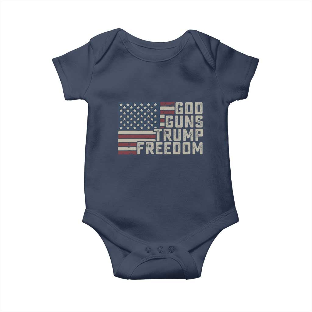 Funny God Guns Trump Freedom Baby Onesie American Flag Christian Pro Gun TS11 Navy Print Your Wear