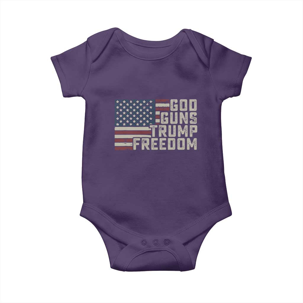 Funny God Guns Trump Freedom Baby Onesie American Flag Christian Pro Gun TS11 Purple Print Your Wear