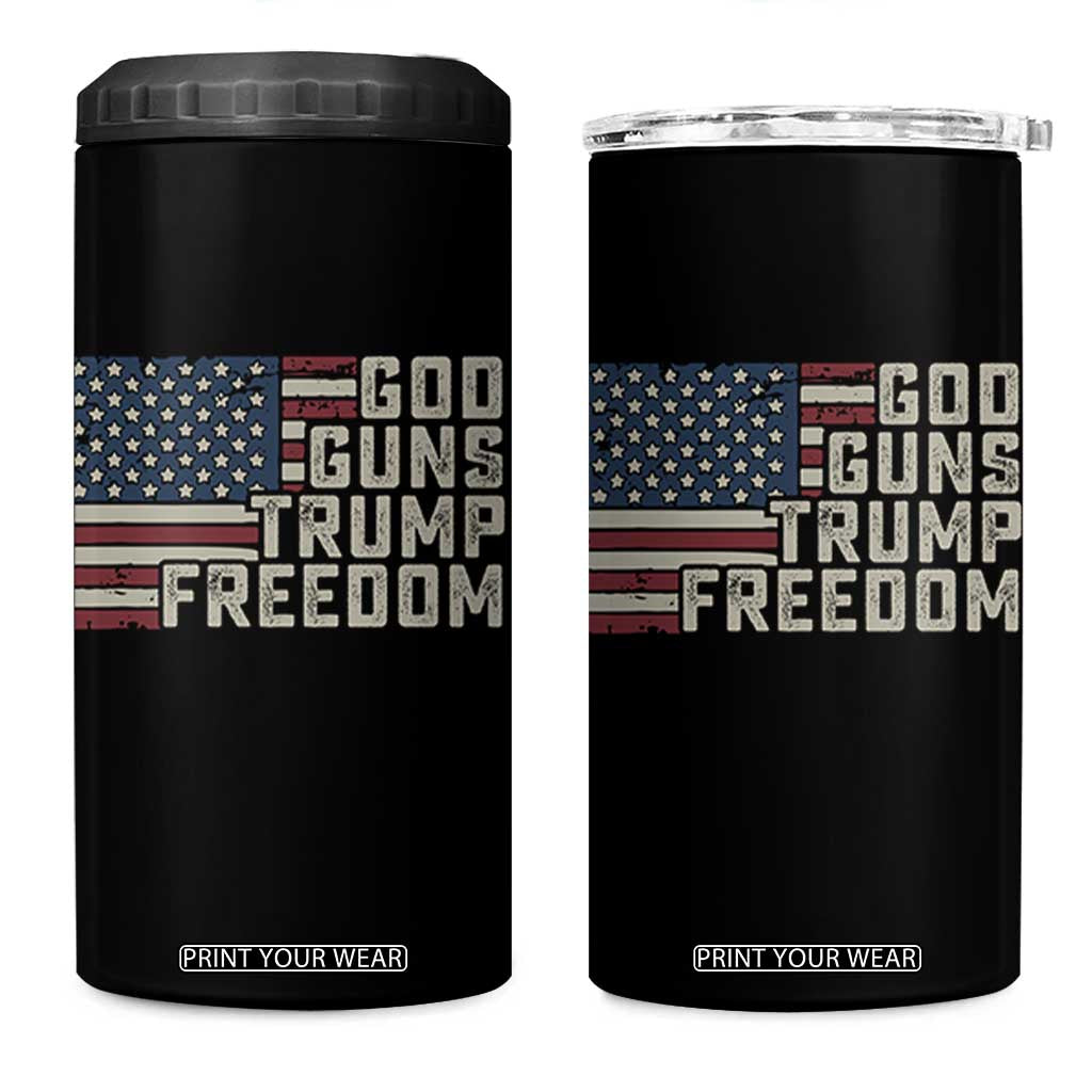 Funny God Guns Trump Freedom 4 in 1 Can Cooler Tumbler American Flag Christian Pro Gun TS11 One Size: 16 oz Black Print Your Wear