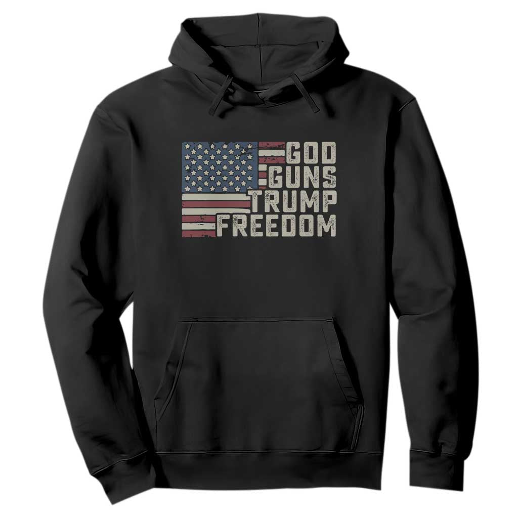 Funny God Guns Trump Freedom Hoodie American Flag Christian Pro Gun TS11 Black Print Your Wear