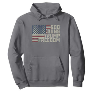 Funny God Guns Trump Freedom Hoodie American Flag Christian Pro Gun TS11 Charcoal Print Your Wear