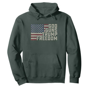 Funny God Guns Trump Freedom Hoodie American Flag Christian Pro Gun TS11 Dark Forest Green Print Your Wear