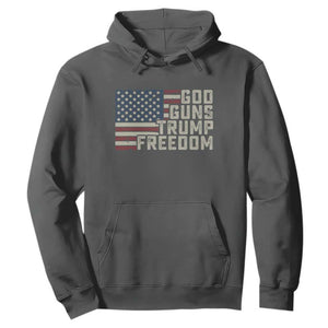 Funny God Guns Trump Freedom Hoodie American Flag Christian Pro Gun TS11 Dark Heather Print Your Wear