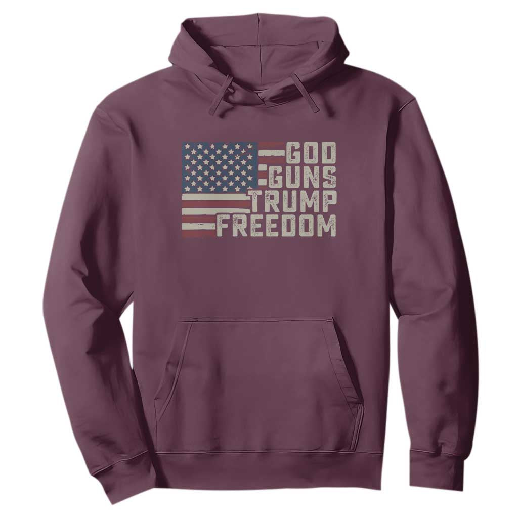 Funny God Guns Trump Freedom Hoodie American Flag Christian Pro Gun TS11 Maroon Print Your Wear