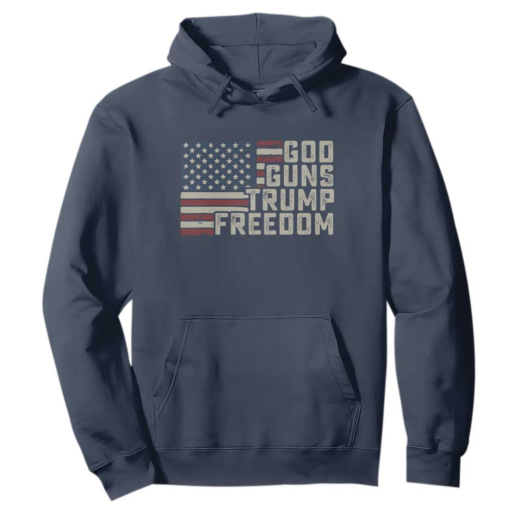 Funny God Guns Trump Freedom Hoodie American Flag Christian Pro Gun TS11 Navy Print Your Wear