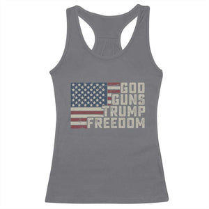 Funny God Guns Trump Freedom Racerback Tank Top American Flag Christian Pro Gun TS11 Charcoal Print Your Wear