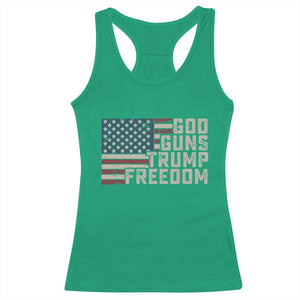 Funny God Guns Trump Freedom Racerback Tank Top American Flag Christian Pro Gun TS11 Irish Green Print Your Wear