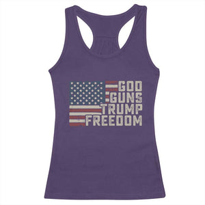 Funny God Guns Trump Freedom Racerback Tank Top American Flag Christian Pro Gun TS11 Purple Print Your Wear