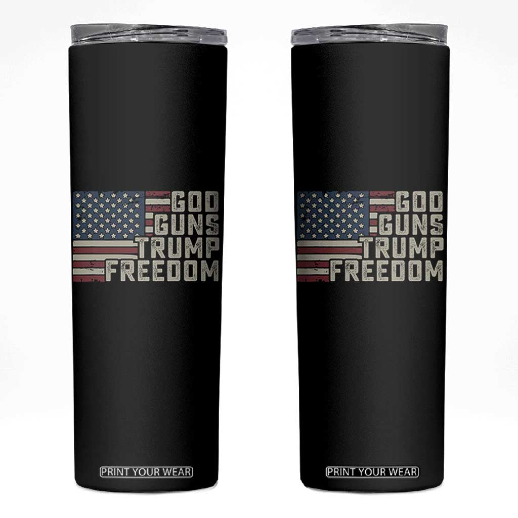 Funny God Guns Trump Freedom Skinny Tumbler American Flag Christian Pro Gun TS11 Black Print Your Wear