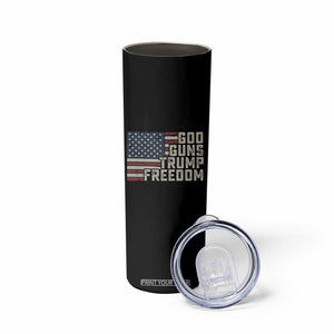 Funny God Guns Trump Freedom Skinny Tumbler American Flag Christian Pro Gun TS11 Print Your Wear
