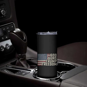 Funny God Guns Trump Freedom Skinny Tumbler American Flag Christian Pro Gun TS11 Print Your Wear
