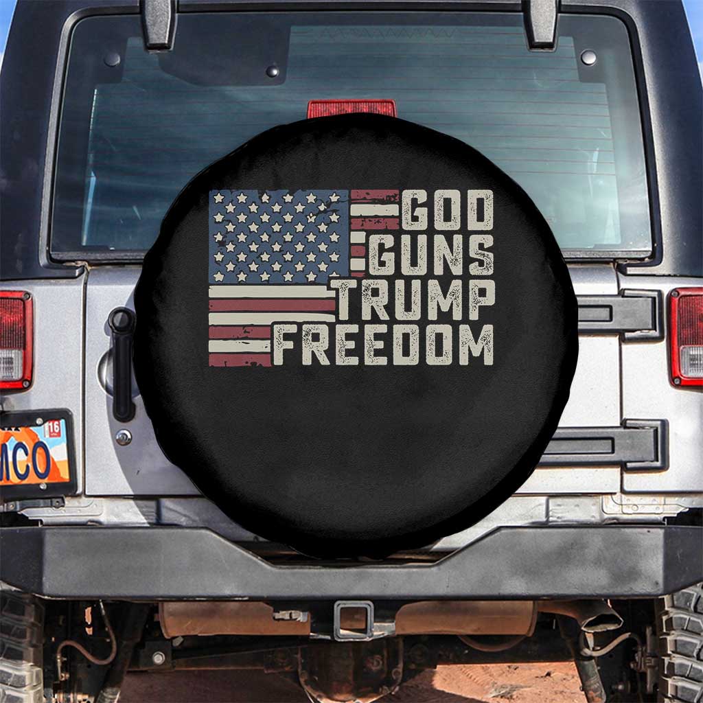 Funny God Guns Trump Freedom Spare Tire Cover American Flag Christian Pro Gun TS11 No hole Black Print Your Wear