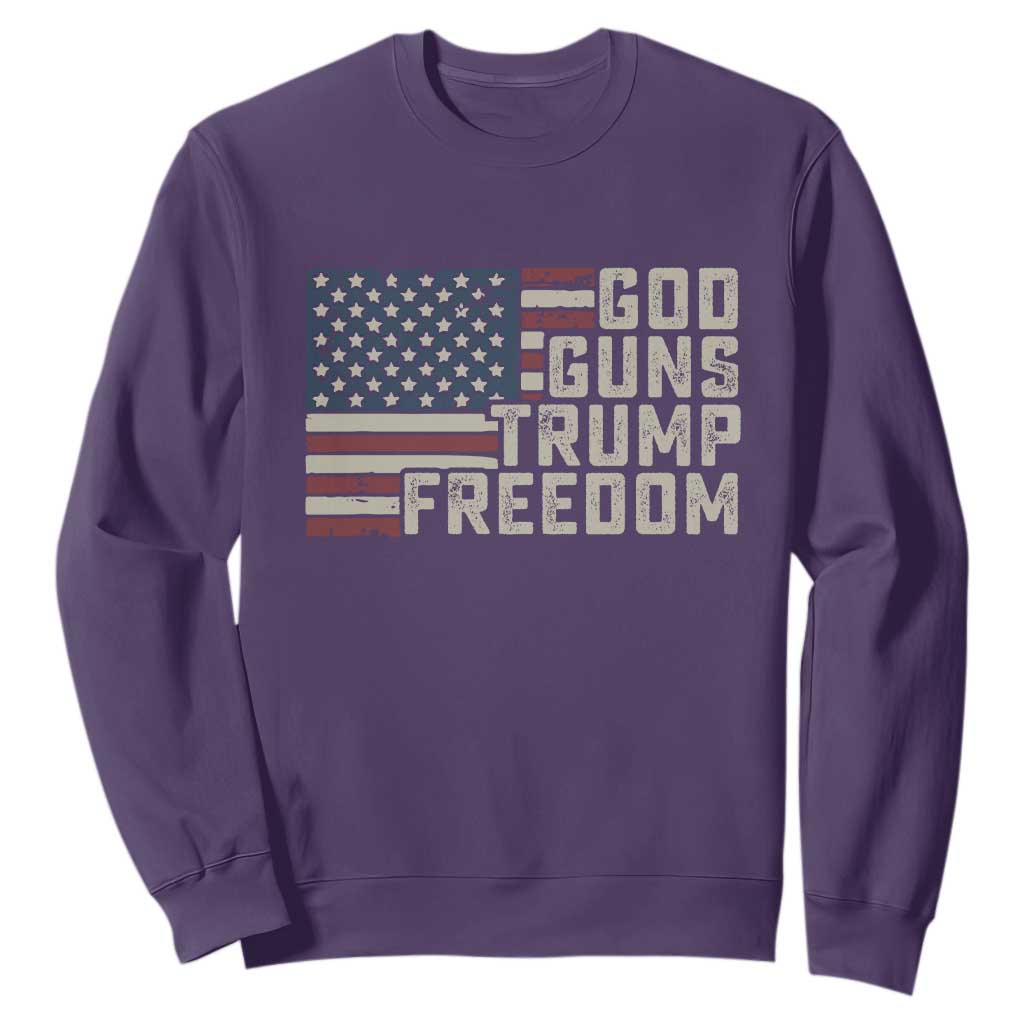 Funny God Guns Trump Freedom Sweatshirt American Flag Christian Pro Gun TS11 Purple Print Your Wear