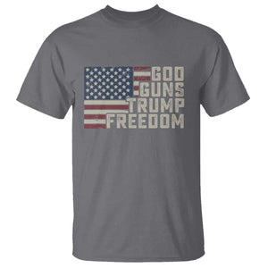 Funny God Guns Trump Freedom T Shirt American Flag Christian Pro Gun TS11 Charcoal Print Your Wear