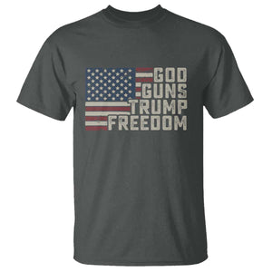 Funny God Guns Trump Freedom T Shirt American Flag Christian Pro Gun TS11 Dark Heather Print Your Wear