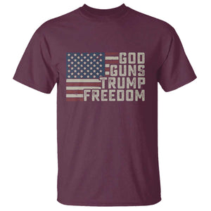 Funny God Guns Trump Freedom T Shirt American Flag Christian Pro Gun TS11 Maroon Print Your Wear