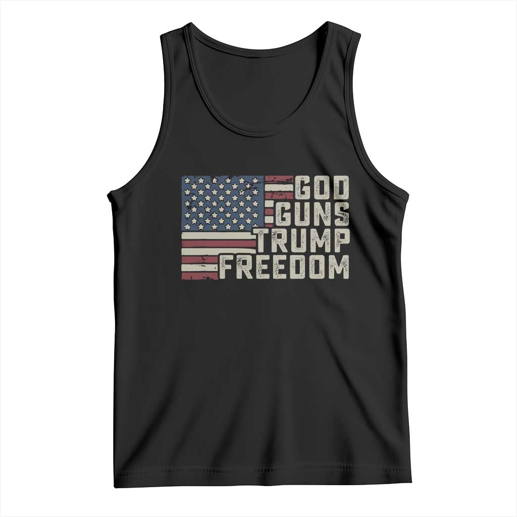 Funny God Guns Trump Freedom Tank Top American Flag Christian Pro Gun TS11 Black Print Your Wear