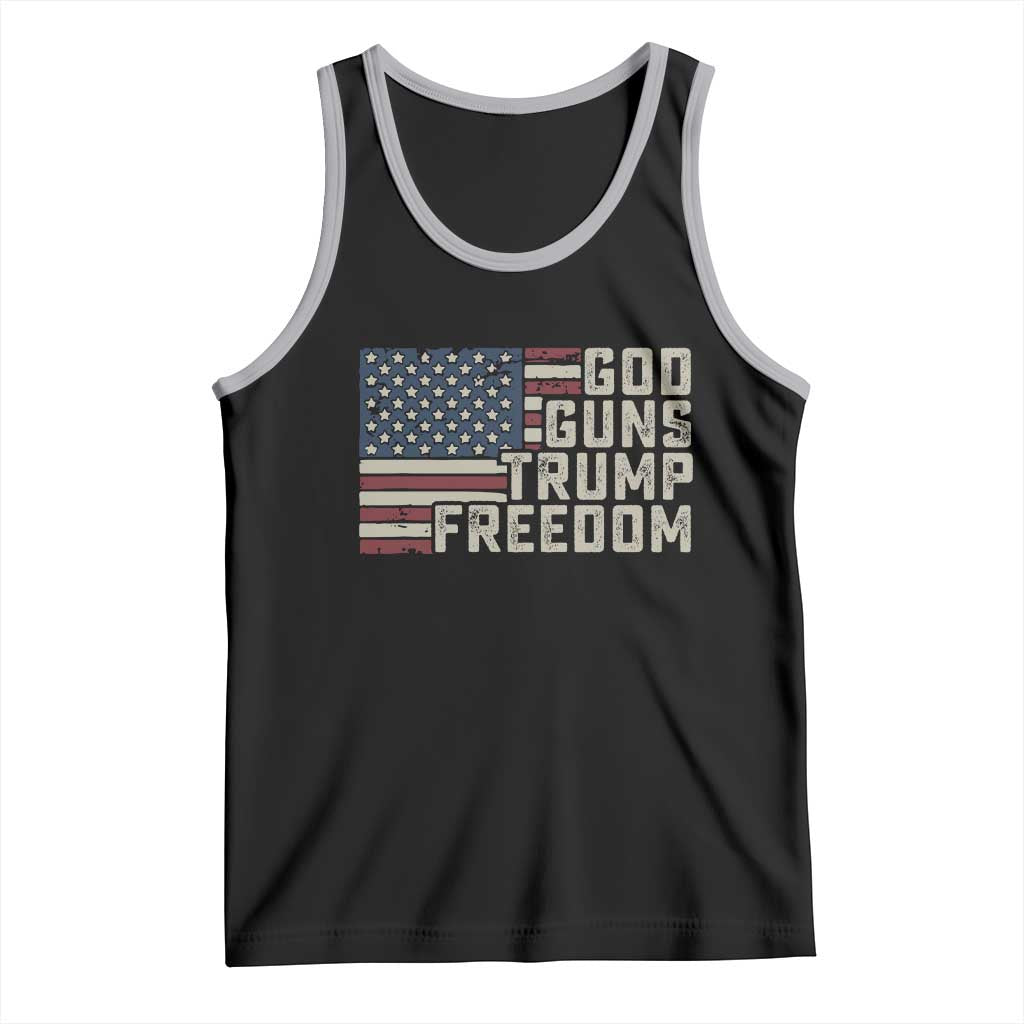 Funny God Guns Trump Freedom Tank Top American Flag Christian Pro Gun TS11 Black Athletic Heather Print Your Wear