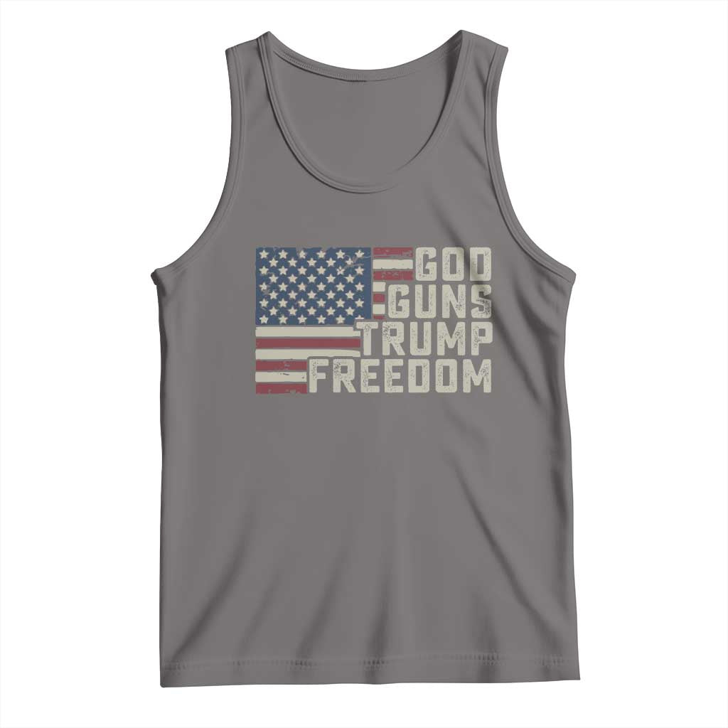Funny God Guns Trump Freedom Tank Top American Flag Christian Pro Gun TS11 Deep Heather Print Your Wear