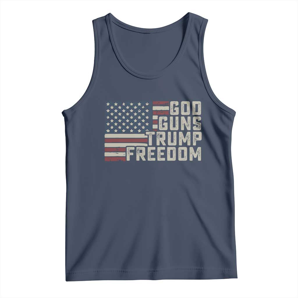 Funny God Guns Trump Freedom Tank Top American Flag Christian Pro Gun TS11 Navy Print Your Wear
