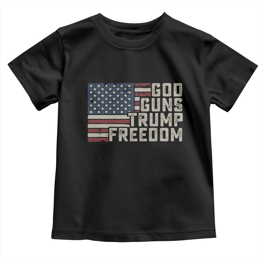 Funny God Guns Trump Freedom Toddler T Shirt American Flag Christian Pro Gun TS11 Black Print Your Wear