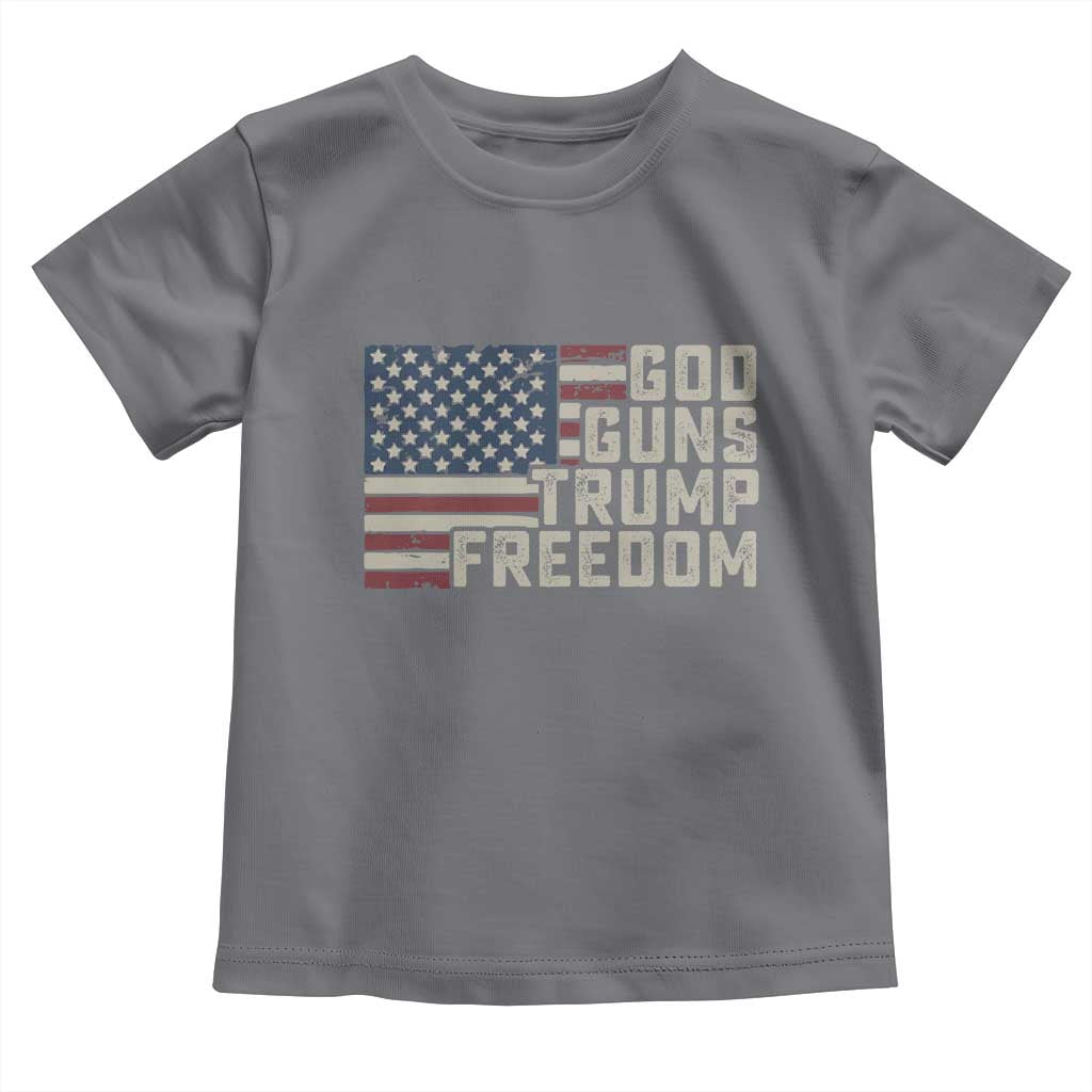 Funny God Guns Trump Freedom Toddler T Shirt American Flag Christian Pro Gun TS11 Charcoal Print Your Wear