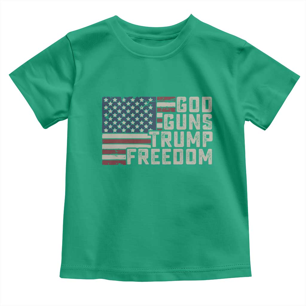 Funny God Guns Trump Freedom Toddler T Shirt American Flag Christian Pro Gun TS11 Irish Green Print Your Wear