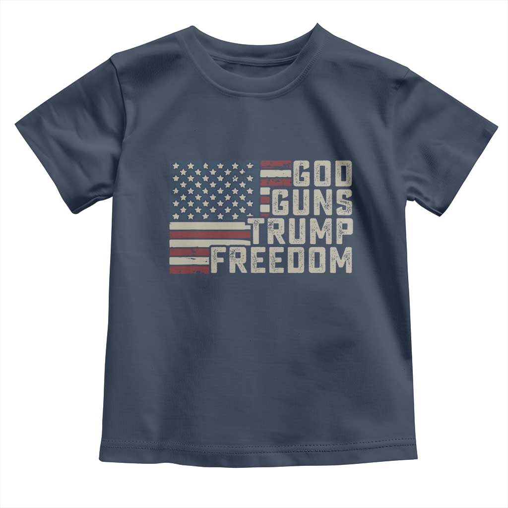 Funny God Guns Trump Freedom Toddler T Shirt American Flag Christian Pro Gun TS11 Navy Print Your Wear