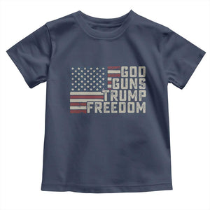 Funny God Guns Trump Freedom Toddler T Shirt American Flag Christian Pro Gun TS11 Navy Print Your Wear