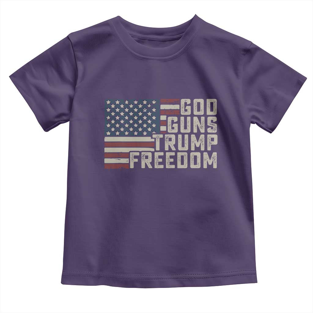Funny God Guns Trump Freedom Toddler T Shirt American Flag Christian Pro Gun TS11 Purple Print Your Wear