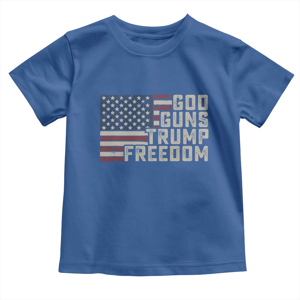 Funny God Guns Trump Freedom Toddler T Shirt American Flag Christian Pro Gun TS11 Royal Blue Print Your Wear