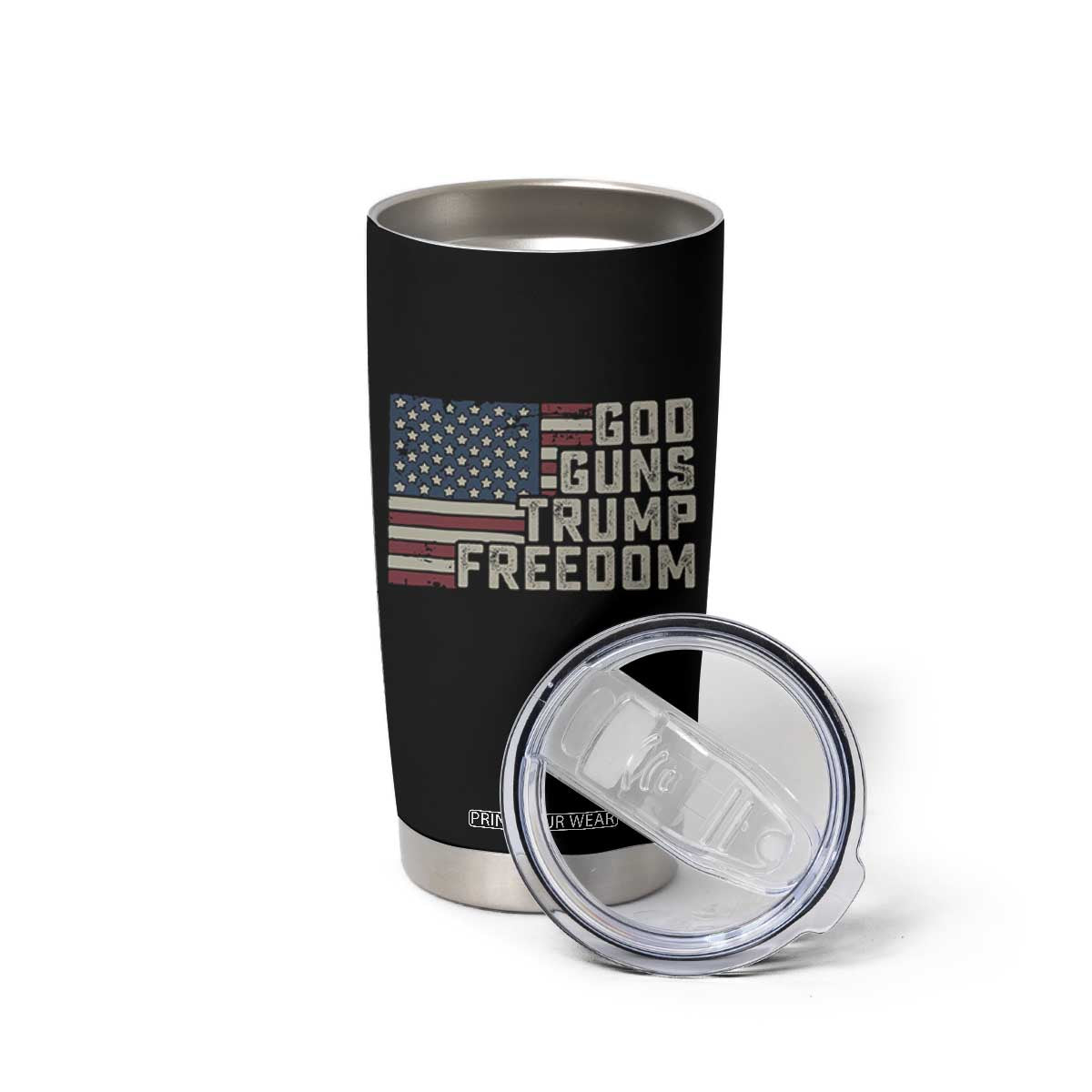 Funny God Guns Trump Freedom Tumbler Cup American Flag Christian Pro Gun TS11 Print Your Wear