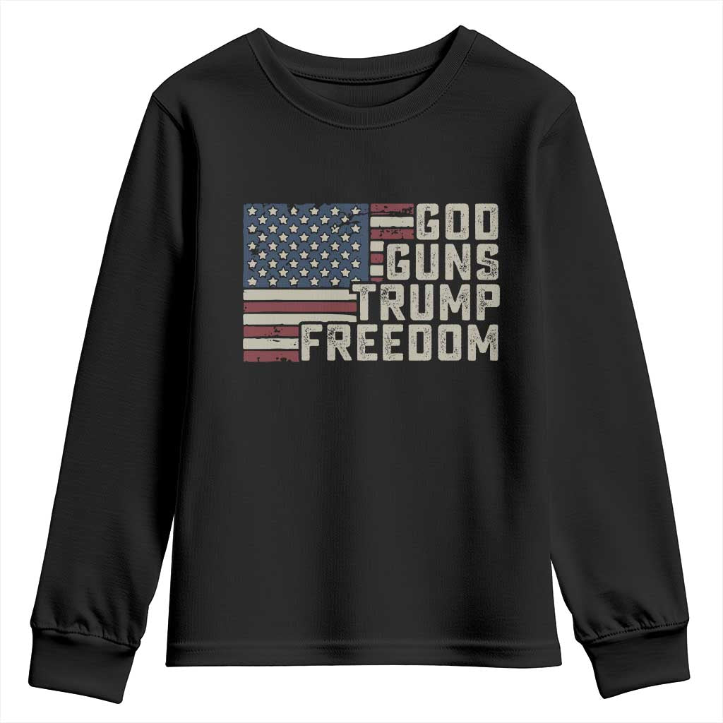 Funny God Guns Trump Freedom Youth Sweatshirt American Flag Christian Pro Gun TS11 Black Print Your Wear