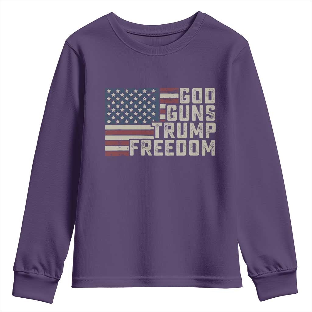 Funny God Guns Trump Freedom Youth Sweatshirt American Flag Christian Pro Gun TS11 Purple Print Your Wear